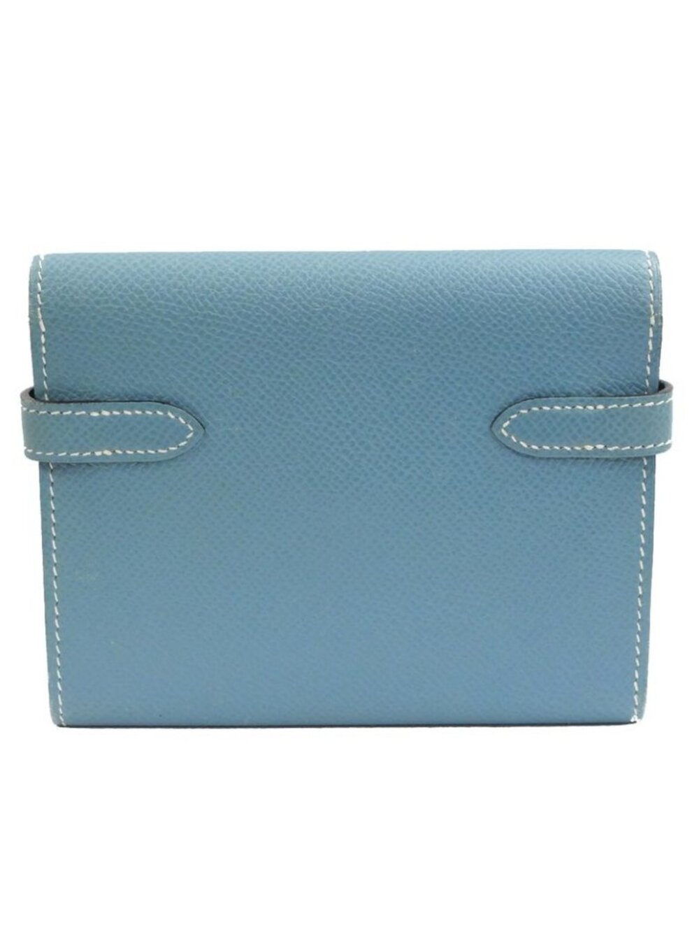 Hermes Kelly Wallet Compact Trifold Blue Jean Silver Hardware - Picture 3 of 10